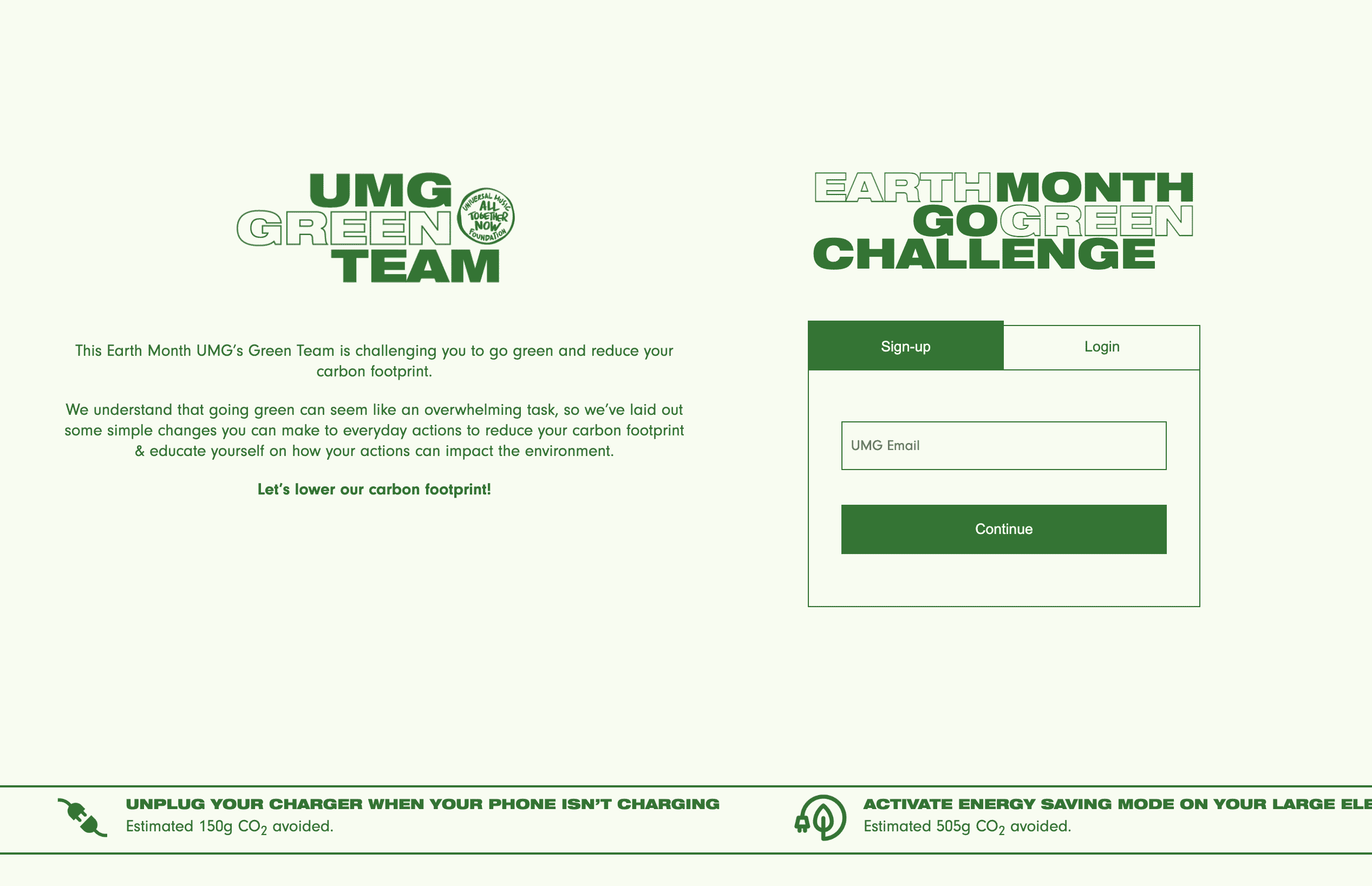 Sign-in page UMG-GReen